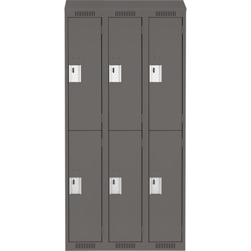 Clean Line Lockers, 2 -tier, Bank of 3, 36" x 18" x 78", Steel, Charcoal, Rivet (Assembled) Southpoint Industrial Supply