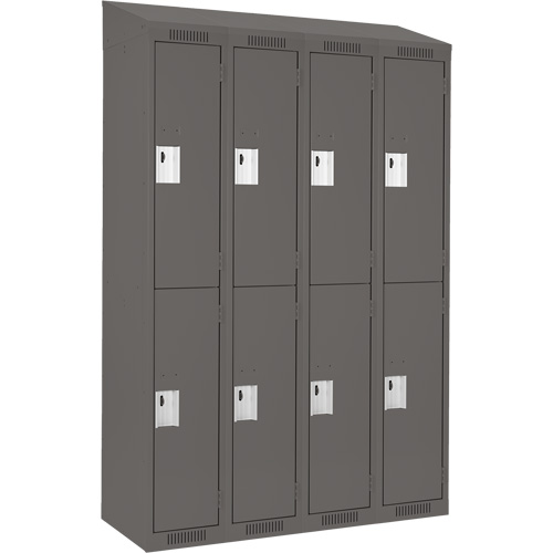 Clean Line Lockers, 2 -tier, Bank of 4, 48" x 18" x 78", Steel, Charcoal, Rivet (Assembled) Southpoint Industrial Supply