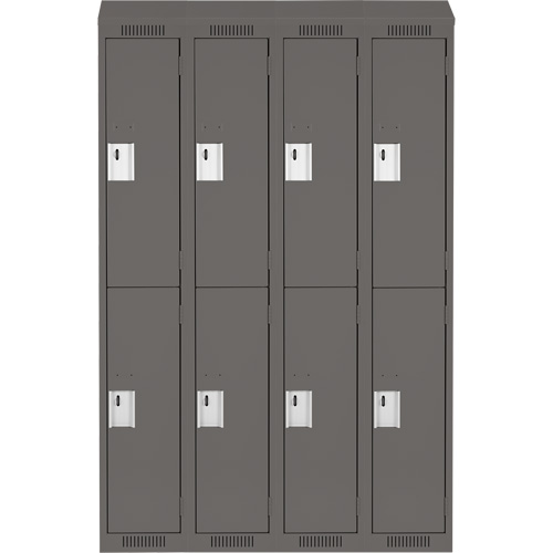 Clean Line Lockers, 2 -tier, Bank of 4, 48" x 18" x 78", Steel, Charcoal, Rivet (Assembled) Southpoint Industrial Supply