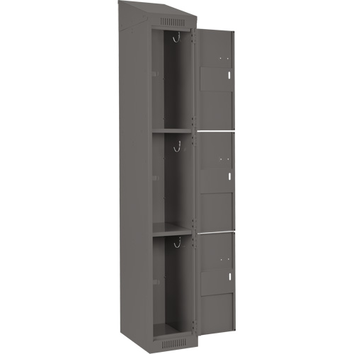 Clean Line Lockers, 3 -tier, Bank of 4, 48" x 18" x 78", Steel, Charcoal, Rivet (Assembled) Southpoint Industrial Supply