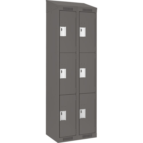 Clean Line Lockers, 3 -tier, Bank of 2, 24" x 18" x 78", Steel, Charcoal, Rivet (Assembled) Southpoint Industrial Supply