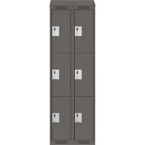 Clean Line Lockers, 3 -tier, Bank of 2, 24" x 18" x 78", Steel, Charcoal, Rivet (Assembled) Southpoint Industrial Supply
