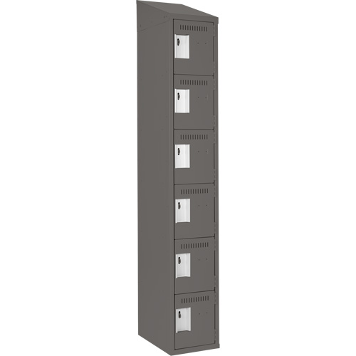 Clean Line Lockerette, 6 -tier, 12" x 18" x 78", Steel, Charcoal, Rivet (Assembled) Southpoint Industrial Supply