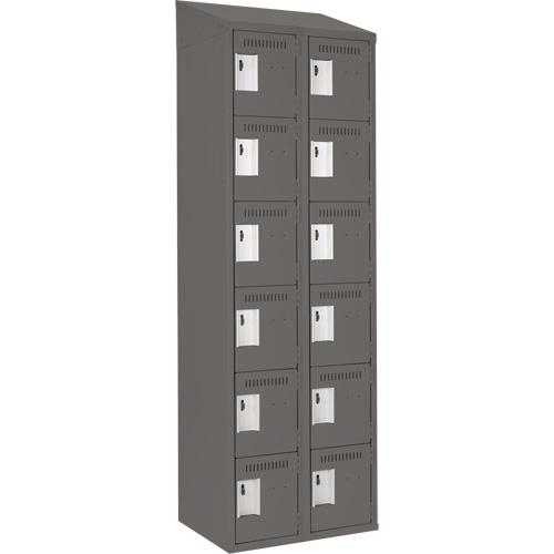 Clean Line Lockerette, 6 -tier, Bank of 2, 24" x 18" x 78", Steel, Charcoal, Rivet (Assembled) Southpoint Industrial Supply
