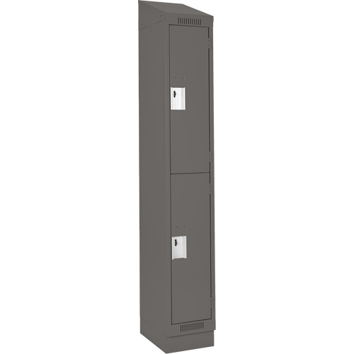 Clean Line Lockers, 2 -tier, 12" x 18" x 82", Steel, Charcoal, Rivet (Assembled) Southpoint Industrial Supply