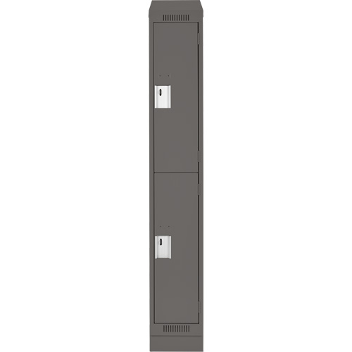 Clean Line Lockers, 2 -tier, 12" x 18" x 82", Steel, Charcoal, Rivet (Assembled) Southpoint Industrial Supply