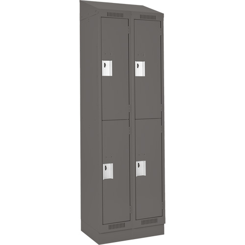 Clean Line Lockers, 2 -tier, Bank of 2, 24" x 18" x 82", Steel, Charcoal, Rivet (Assembled) Southpoint Industrial Supply