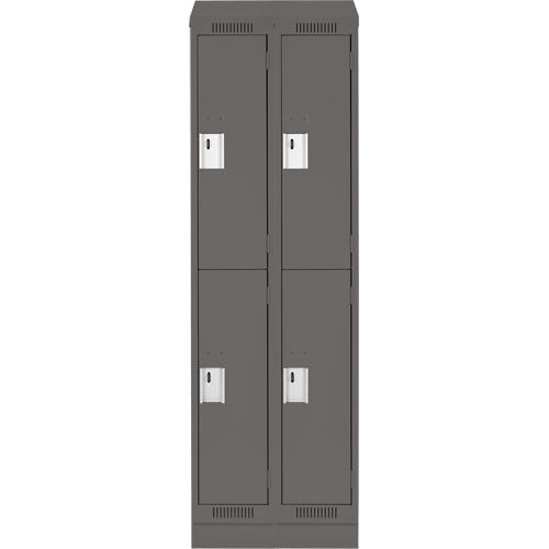 Clean Line Lockers, 2 -tier, Bank of 2, 24" x 18" x 82", Steel, Charcoal, Rivet (Assembled) Southpoint Industrial Supply