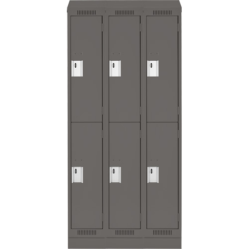 Clean Line Lockers, 2 -tier, Bank of 3, 36" x 18" x 82", Steel, Charcoal, Rivet (Assembled) Southpoint Industrial Supply