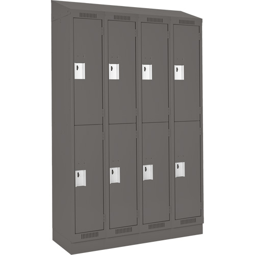 Casiers Clean Line, 2 niveaux, Bloc de 4, 48" x 18" x 82", Acier, Charbon, Rivet (assembl&eacute;) Southpoint Industrial Supply