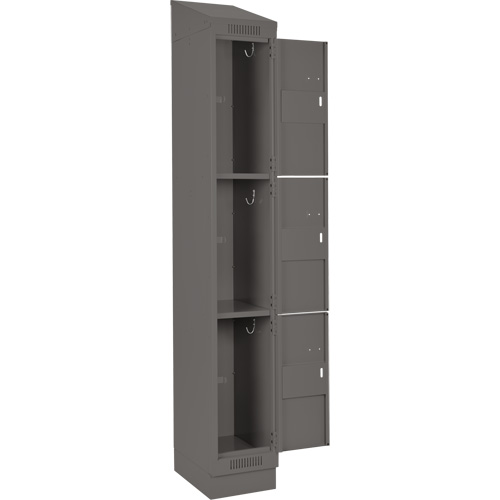 Clean Line Lockers, 3 -tier, Bank of 4, 48" x 18" x 82", Steel, Charcoal, Rivet (Assembled) Southpoint Industrial Supply