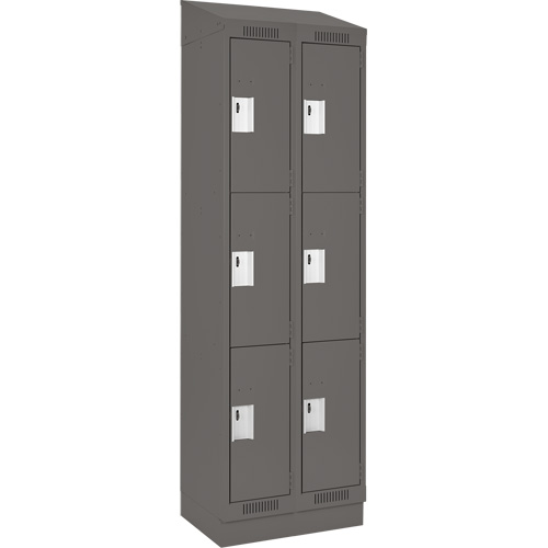 Clean Line Lockers, 3 -tier, Bank of 2, 24" x 18" x 82", Steel, Charcoal, Rivet (Assembled) Southpoint Industrial Supply