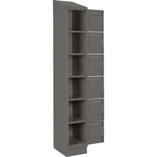 Clean Line Lockerette, 6 -tier, Bank of 3, 36" x 18" x 82", Steel, Charcoal, Rivet (Assembled) Southpoint Industrial Supply