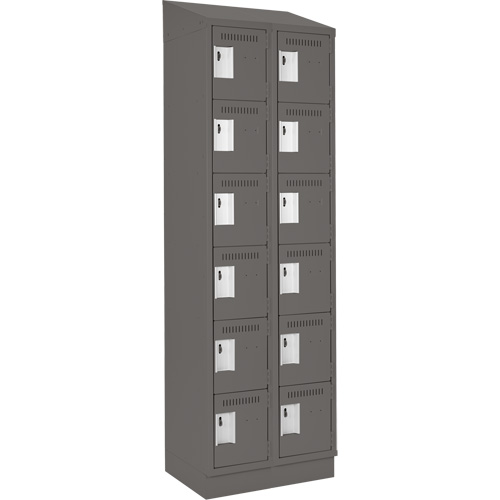 Clean Line Lockerette, 6 -tier, Bank of 2, 24" x 18" x 82", Steel, Charcoal, Rivet (Assembled) Southpoint Industrial Supply