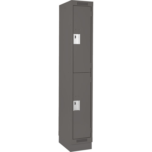 Clean Line Lockers, 2 -tier, 12" x 18" x 76", Steel, Charcoal, Rivet (Assembled) Southpoint Industrial Supply