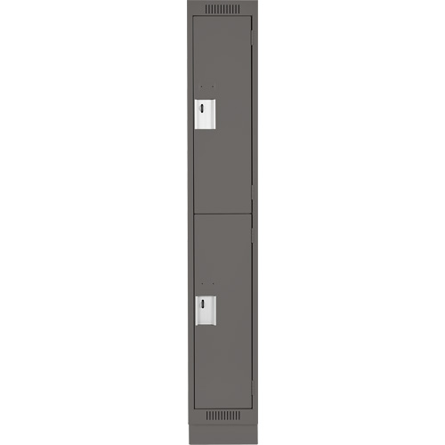 Clean Line Lockers, 2 -tier, 12" x 18" x 76", Steel, Charcoal, Rivet (Assembled) Southpoint Industrial Supply