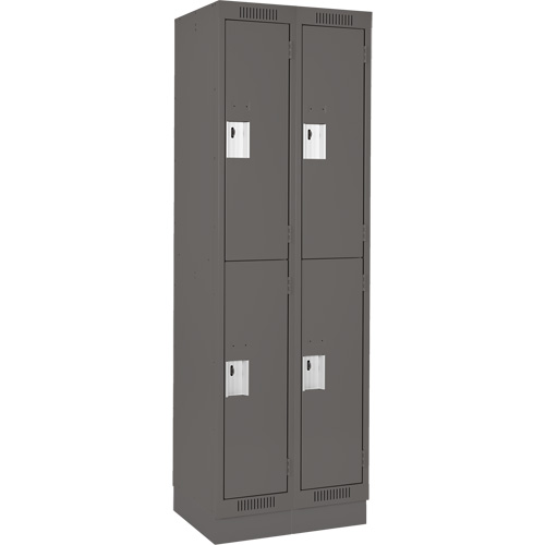 Clean Line Lockers, 2 -tier, Bank of 2, 24" x 18" x 76", Steel, Charcoal, Rivet (Assembled) Southpoint Industrial Supply