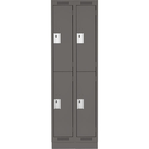 Clean Line Lockers, 2 -tier, Bank of 2, 24" x 18" x 76", Steel, Charcoal, Rivet (Assembled) Southpoint Industrial Supply