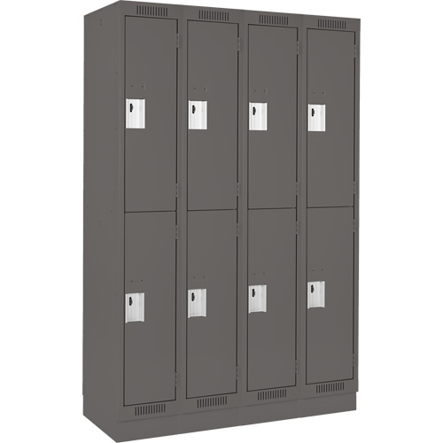 Clean Line Lockers, 2 -tier, Bank of 4, 48" x 18" x 76", Steel, Charcoal, Rivet (Assembled) Southpoint Industrial Supply