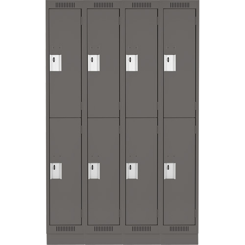 Clean Line Lockers, 2 -tier, Bank of 4, 48" x 18" x 76", Steel, Charcoal, Rivet (Assembled) Southpoint Industrial Supply