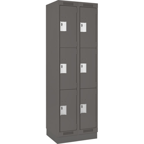 Clean Line Lockers, 3 -tier, Bank of 2, 24" x 18" x 76", Steel, Charcoal, Rivet (Assembled) Southpoint Industrial Supply