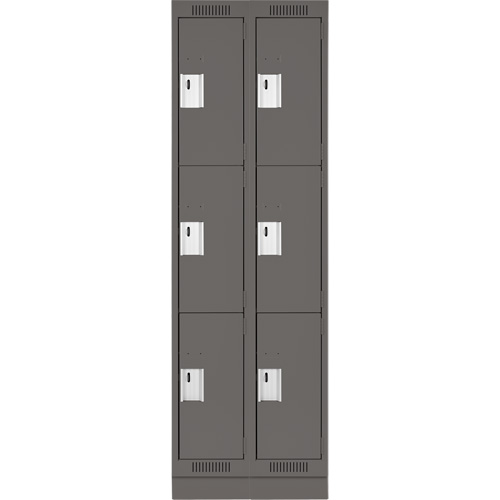 Clean Line Lockers, 3 -tier, Bank of 2, 24" x 18" x 76", Steel, Charcoal, Rivet (Assembled) Southpoint Industrial Supply