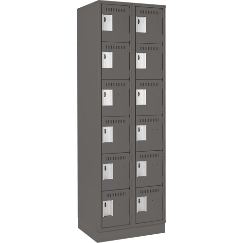 Clean Line Lockerette, 6 -tier, Bank of 2, 24" x 18" x 76", Steel, Charcoal, Rivet (Assembled) Southpoint Industrial Supply