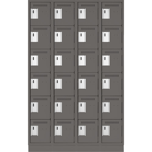 Clean Line Lockerette, 6 -tier, Bank of 4, 48" x 18" x 76", Steel, Charcoal, Rivet (Assembled) Southpoint Industrial Supply