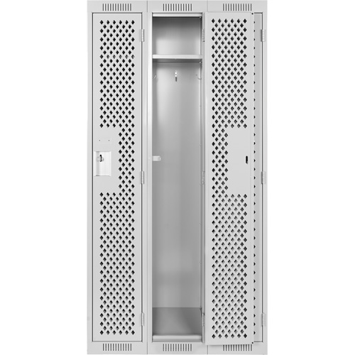 Clean Line Lockers, Bank of 3, 36" x 15" x 72", Steel, Grey, Rivet (Assembled), Perforated Southpoint Industrial Supply