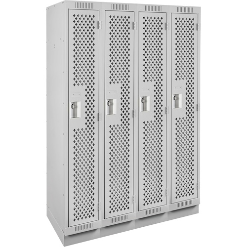 Clean Line Lockers, Bank of 4, 48" x 18" x 76", Steel, Grey, Rivet (Assembled), Perforated Southpoint Industrial Supply