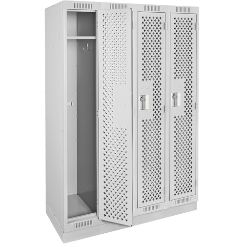 Clean Line Lockers, Bank of 4, 48" x 18" x 76", Steel, Grey, Rivet (Assembled), Perforated Southpoint Industrial Supply