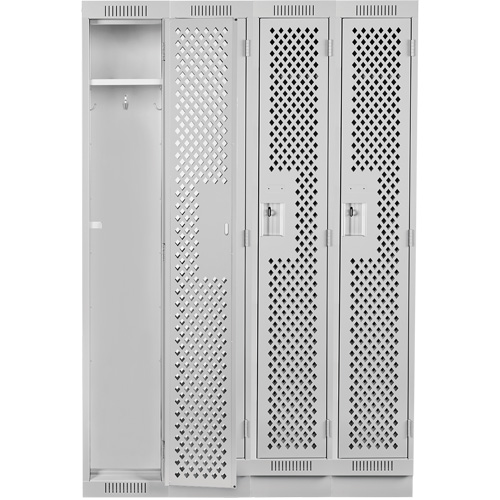 Clean Line Lockers, Bank of 4, 48" x 18" x 76", Steel, Grey, Rivet (Assembled), Perforated Southpoint Industrial Supply