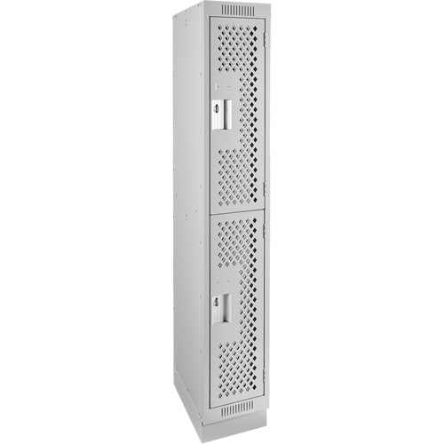 Clean Line Lockers, 2 -tier, 12" x 18" x 76", Steel, Grey, Rivet (Assembled), Perforated Southpoint Industrial Supply