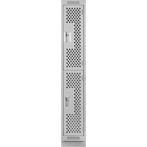 Clean Line Lockers, 2 -tier, 12" x 18" x 76", Steel, Grey, Rivet (Assembled), Perforated Southpoint Industrial Supply