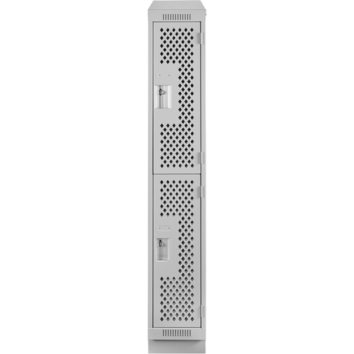 Clean Line Lockers, 2 -tier, 12" x 12" x 82", Steel, Grey, Rivet (Assembled), Perforated Southpoint Industrial Supply
