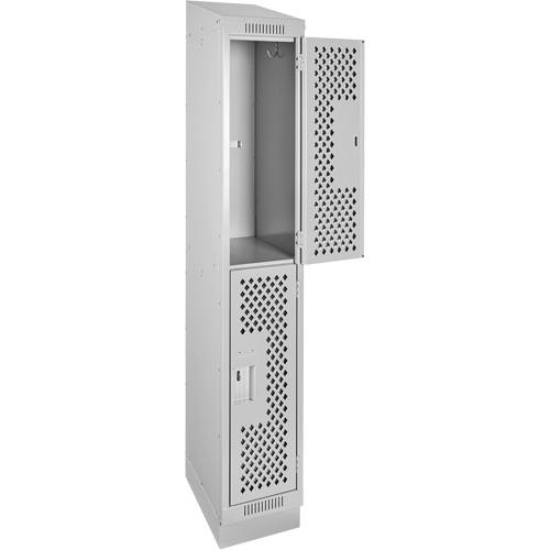 Clean Line Lockers, 2 -tier, 12" x 12" x 82", Steel, Grey, Rivet (Assembled), Perforated Southpoint Industrial Supply