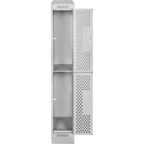 Clean Line Lockers, 2 -tier, 12" x 12" x 82", Steel, Grey, Rivet (Assembled), Perforated Southpoint Industrial Supply