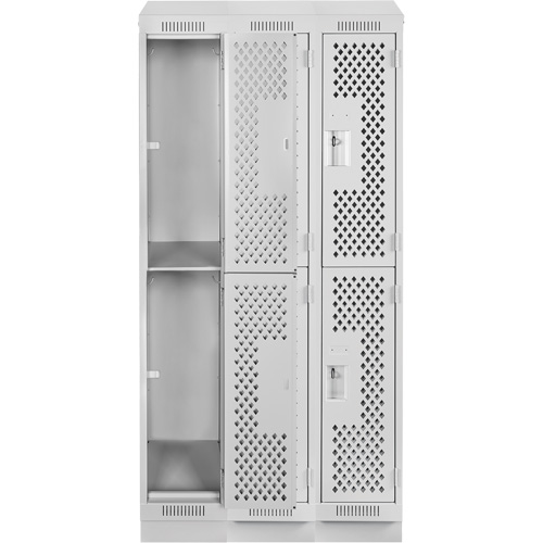 Clean Line Lockers, 2 -tier, Bank of 3, 36" x 12" x 82", Steel, Grey, Rivet (Assembled), Perforated Southpoint Industrial Supply