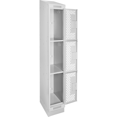 Clean Line Lockers, 3 -tier, 12" x 18" x 82", Steel, Grey, Rivet (Assembled), Perforated Southpoint Industrial Supply