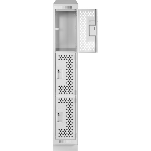 Clean Line Lockers, 3 -tier, 12" x 18" x 82", Steel, Grey, Rivet (Assembled), Perforated Southpoint Industrial Supply