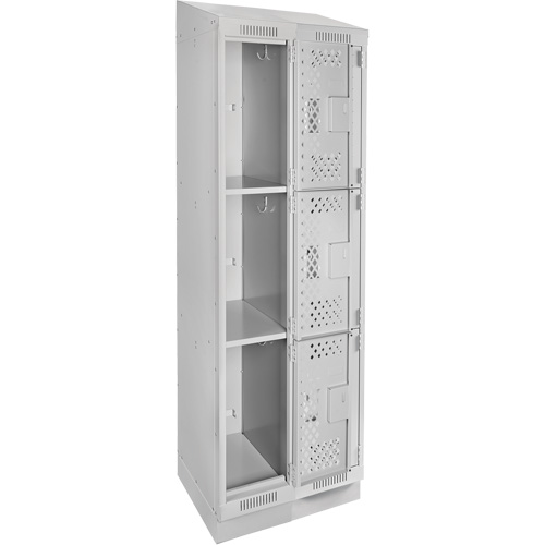 Clean Line Lockers, 3 -tier, Bank of 2, 24" x 18" x 82", Steel, Grey, Rivet (Assembled), Perforated Southpoint Industrial Supply