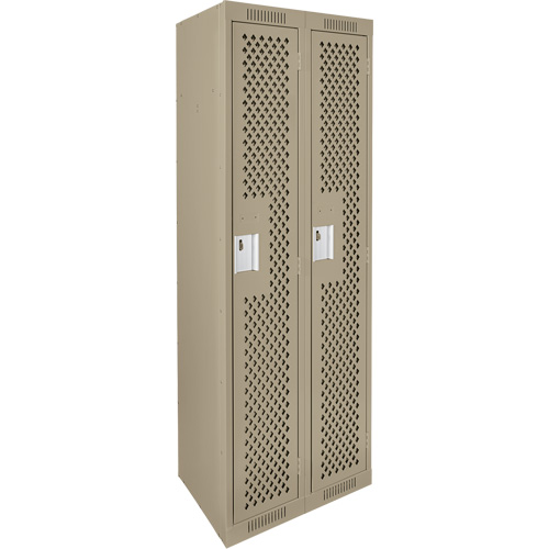 Clean Line Lockers, Bank of 2, 24" x 12" x 72", Steel, Beige, Rivet (Assembled), Perforated Southpoint Industrial Supply
