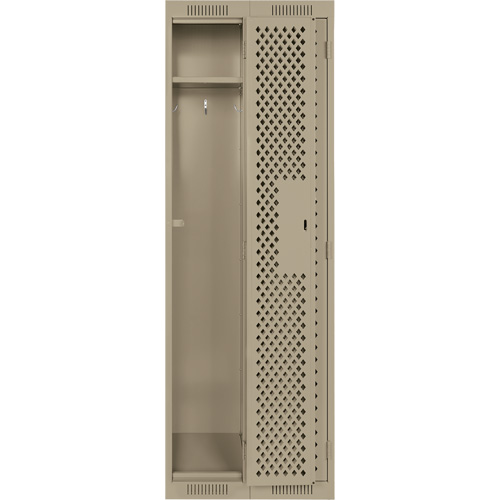 Clean Line Lockers, Bank of 2, 24" x 12" x 72", Steel, Beige, Rivet (Assembled), Perforated Southpoint Industrial Supply