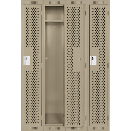 Clean Line Lockers, Bank of 4, 48" x 12" x 72", Steel, Beige, Rivet (Assembled), Perforated Southpoint Industrial Supply