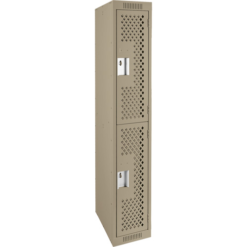 Clean Line Lockers, 2 -tier, 12" x 15" x 72", Steel, Beige, Rivet (Assembled), Perforated Southpoint Industrial Supply