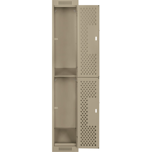 Clean Line Lockers, 2 -tier, 12" x 15" x 72", Steel, Beige, Rivet (Assembled), Perforated Southpoint Industrial Supply