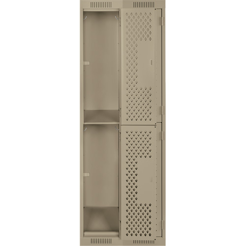 Clean Line Lockers, 2 -tier, Bank of 2, 24" x 15" x 72", Steel, Beige, Rivet (Assembled), Perforated Southpoint Industrial Supply