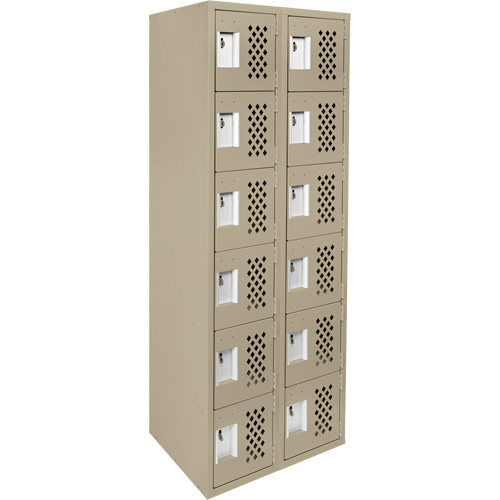 Assembled Lockerettes Clean Line Perforated Economy Lockers, 6 -tier, Bank of 2, 18" x 72" x 12", Steel Southpoint Industrial Supply