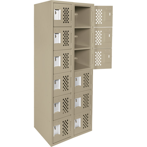 Assembled Lockerettes Clean Line Perforated Economy Lockers, 6 -tier, Bank of 2, 18" x 72" x 12", Steel Southpoint Industrial Supply