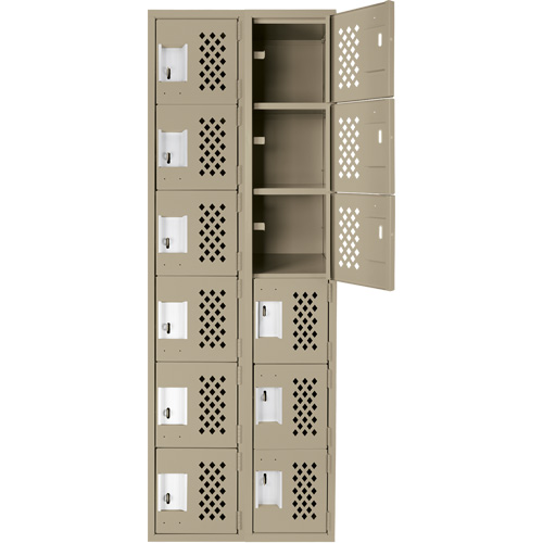 Assembled Lockerettes Clean Line Perforated Economy Lockers, 6 -tier, Bank of 2, 18" x 72" x 12", Steel Southpoint Industrial Supply